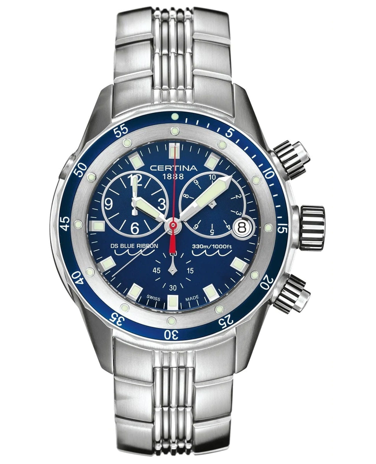 Certina Certina DS Podium C007.417.11.041.00  C0074171104100 кварцевые мужские часы синий циферблат, браслет нержавеющая сталь — вид спереди