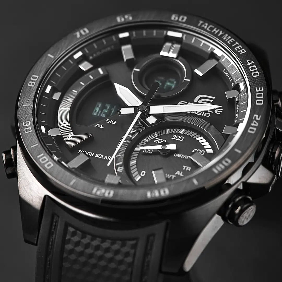 Casio ECB-900PB-1A мужские часы застежка крупным планом