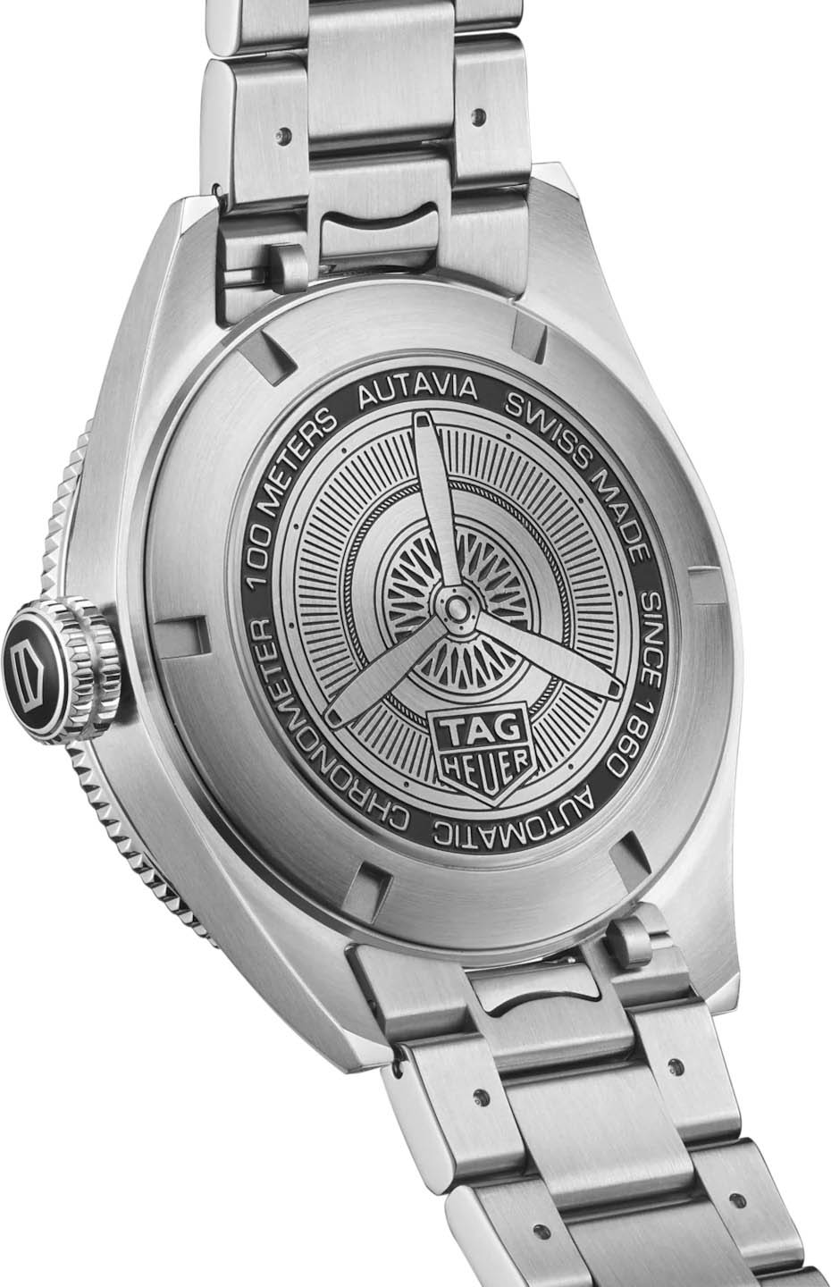 TAG Heuer TAG Heuer Autavia WBE511A.BA0650, autavia швейцария мужские часы на браслете нержавеющая сталь боковой вид