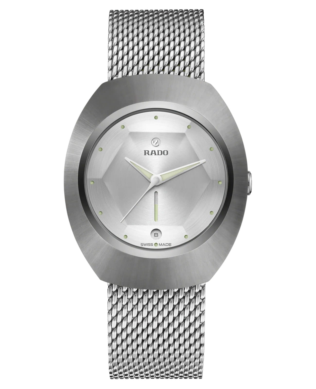 Rado Rado The Original DiaStar R12163118  R12163118 кварцевые мужские часы серебристый циферблат, браслет нержавеющая сталь — вид спереди