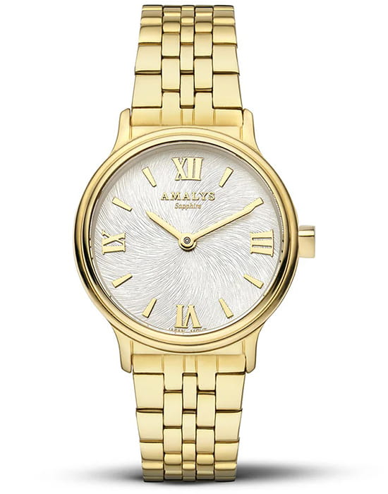 Amalys Amalys Watson AMW-162  AMW-162 кварцевые женские часы белый циферблат, браслет нержавеющая сталь с pvd-покрытием — вид спереди