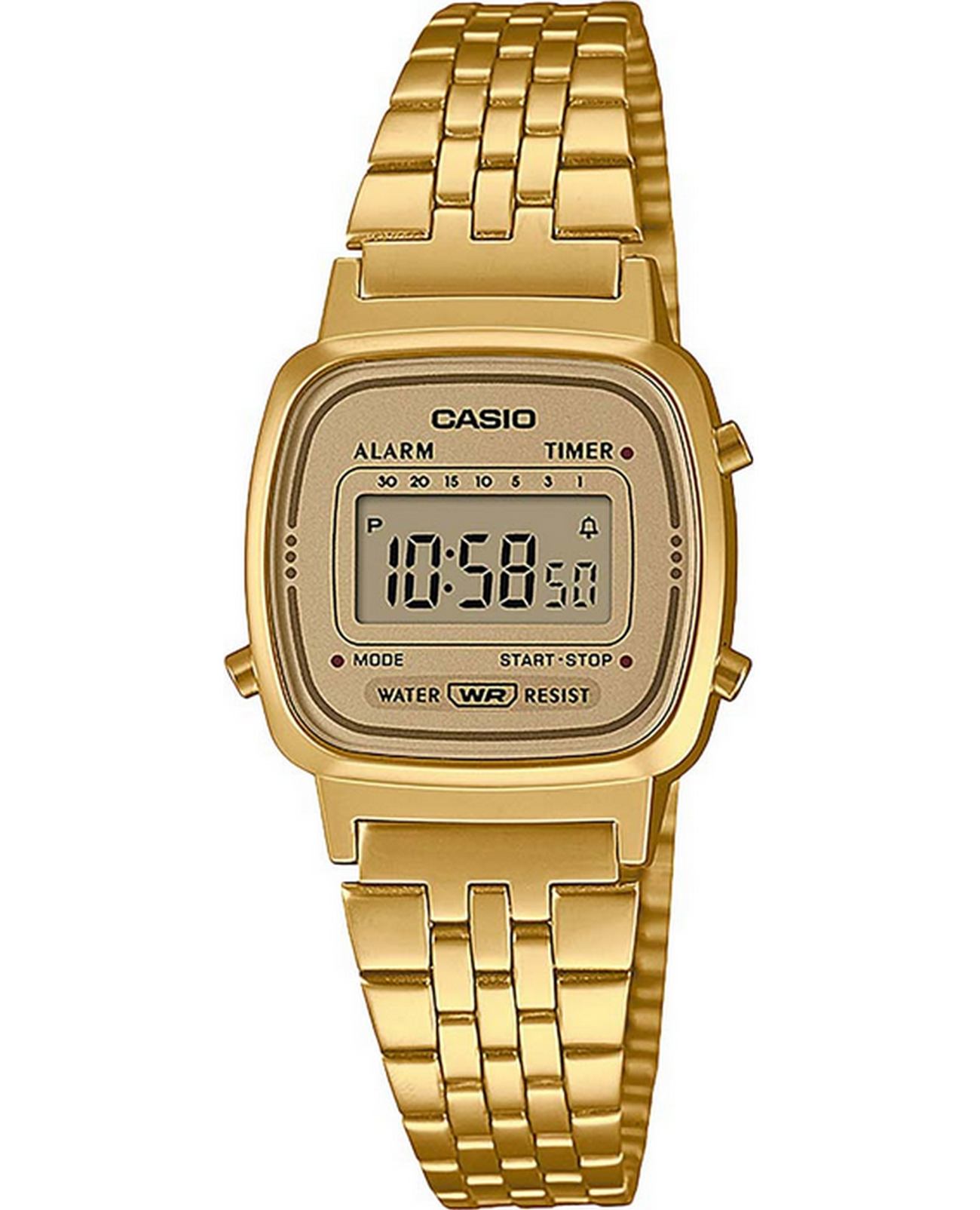 Casio Casio Collection LA670WETG-9A  LA670WETG-9AEF кварцевые женские часы желтый циферблат, браслет нержавеющая сталь — вид спереди