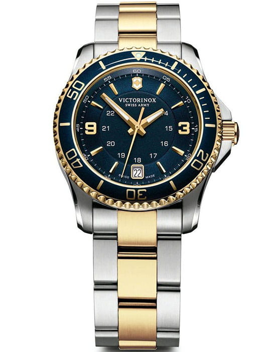 Victorinox Victorinox 249080  249080 кварцевые женские часы синий циферблат, браслет сталь c pvd покрытием — вид спереди