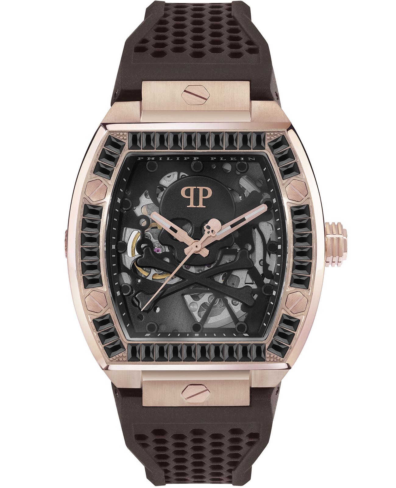 Philipp Plein Philipp Plein The Skeleton PWBAA1723  PWBAA1723 механические мужские часы черный циферблат, браслет силикон — вид спереди