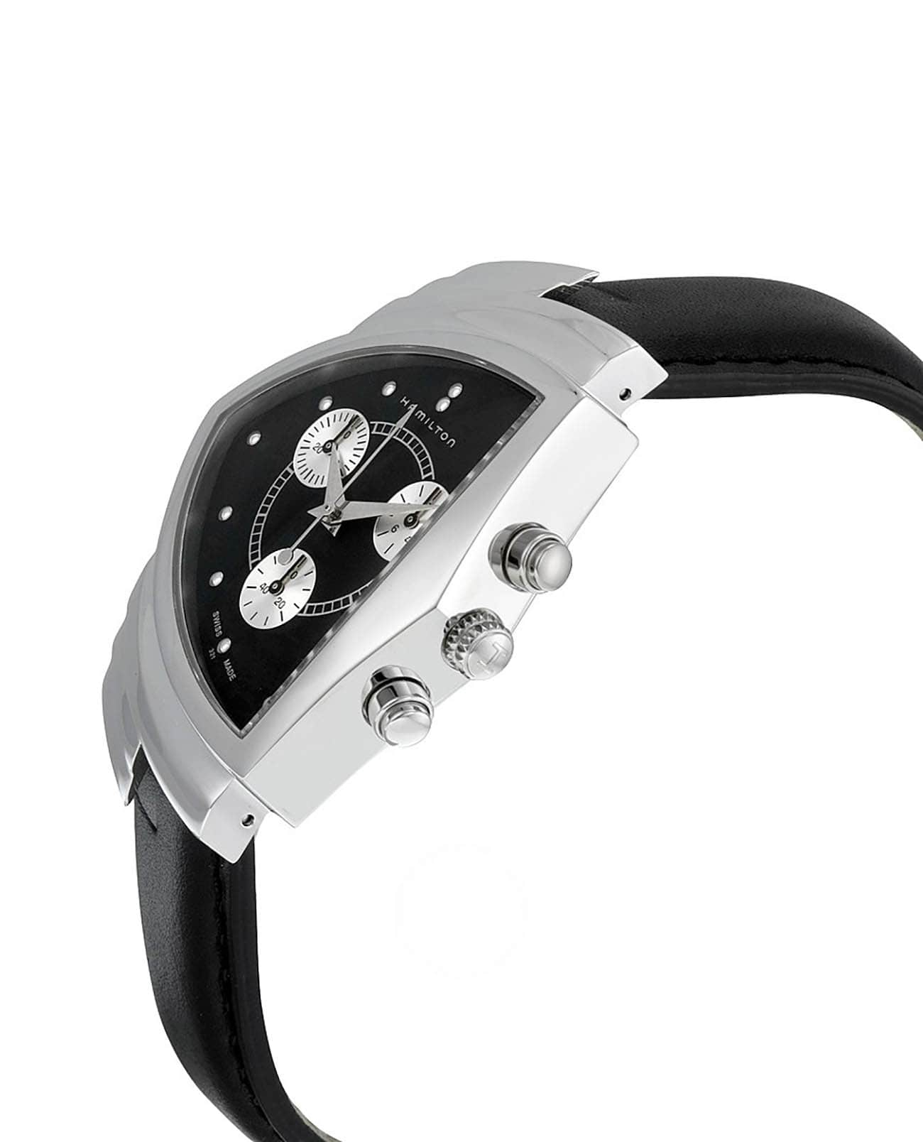 Hamilton Hamilton Ventura Chrono Quartz H24412732, ventura швейцария мужские часы на браслете кожаный боковой вид