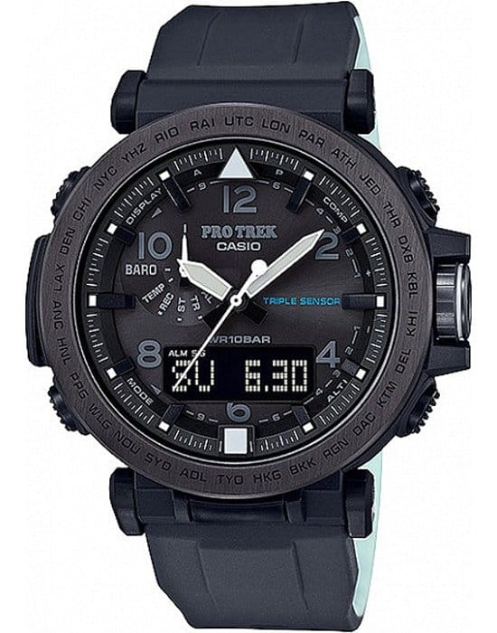 Casio Casio Pro Trek PRG-650Y-1E PRG PRG-650Y-1E кварцевые мужские часы черный циферблат, браслет пластик — вид спереди