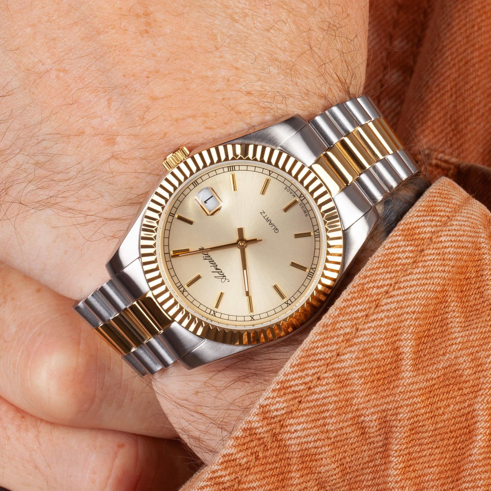 Adriatica Adriatica Premiere A1090.2111Q,  швейцария мужские часы на браслете нержавеющая сталь с pvd-покрытием боковой вид