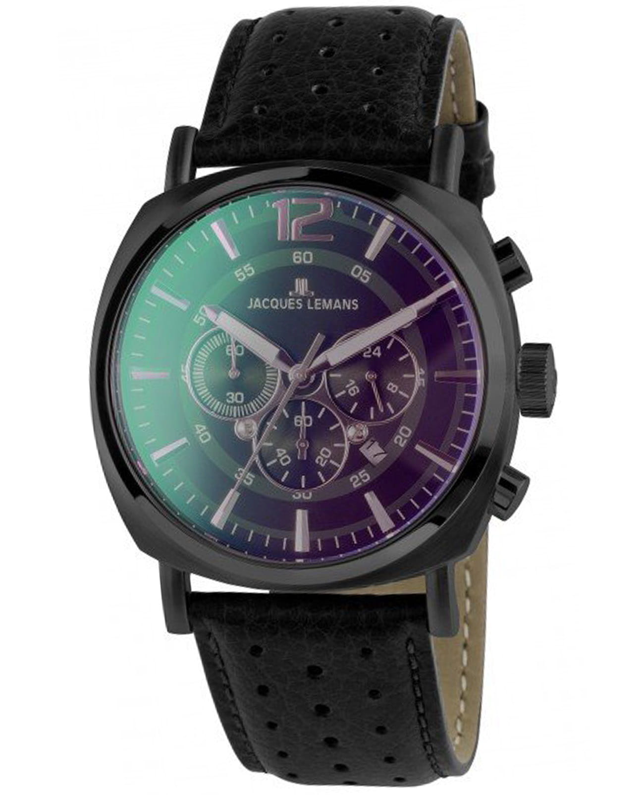 Jacques Lemans Jacques Lemans Sport 1-1645N  1-1645N кварцевые мужские часы черный циферблат, браслет кожаный — вид спереди