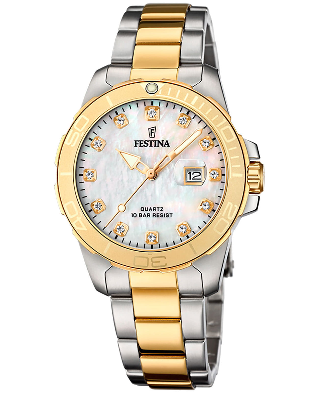 Festina Festina Boyfriend F20504/2  F20504/2 кварцевые женские часы перламутровый циферблат, браслет сталь c pvd покрытием — вид спереди