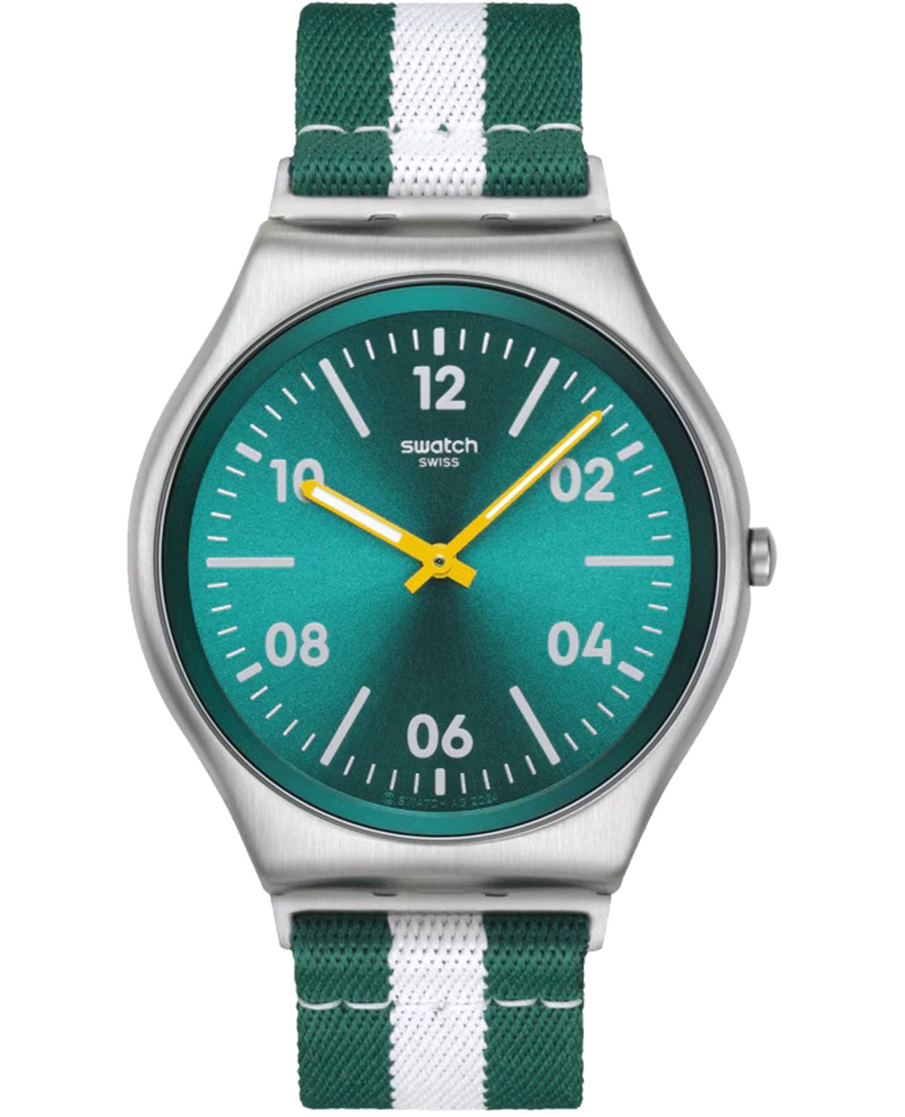 Swatch Swatch Casual Stripe SS07S149  SS07S149 кварцевые мужские часы зеленый циферблат, браслет тканевый — вид спереди