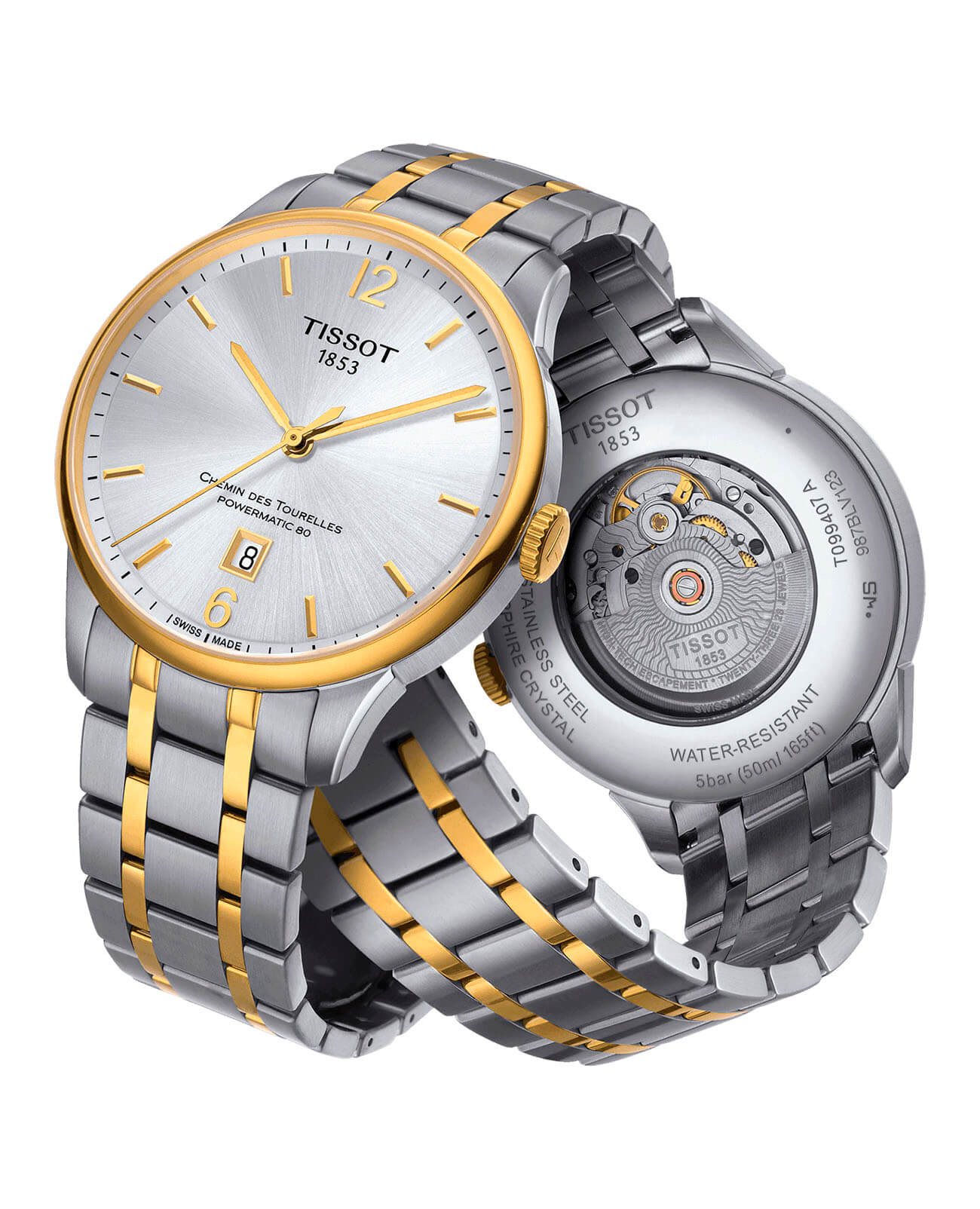 Tissot Tissot Chemin des Tourelles Powermatic 80 T099.407.22.037.00, t-classic швейцария мужские часы на браслете сталь c pvd покрытием боковой вид