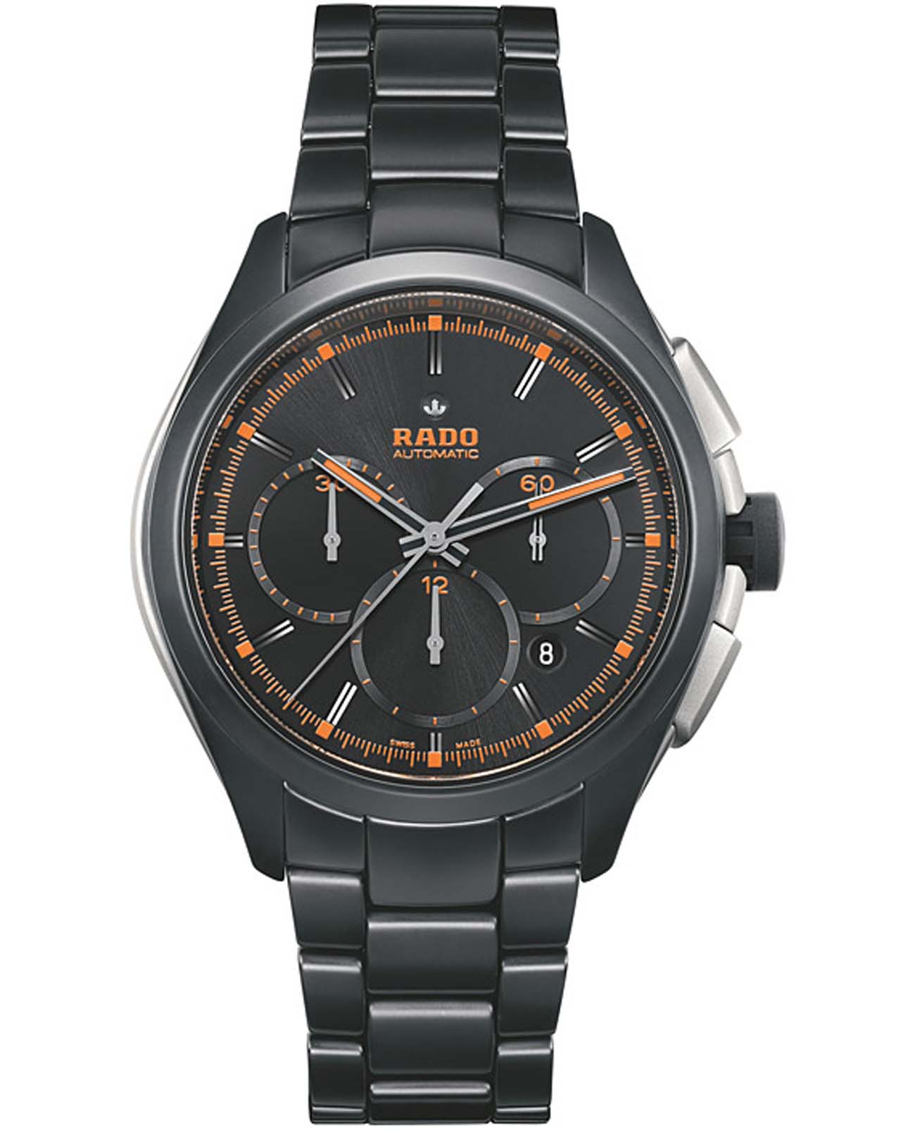 Rado Rado HyperChrome Automatic Chronograph R32525162 Automatic R32525162 механические мужские часы черный циферблат, браслет высокотехнологичная керамика — вид спереди