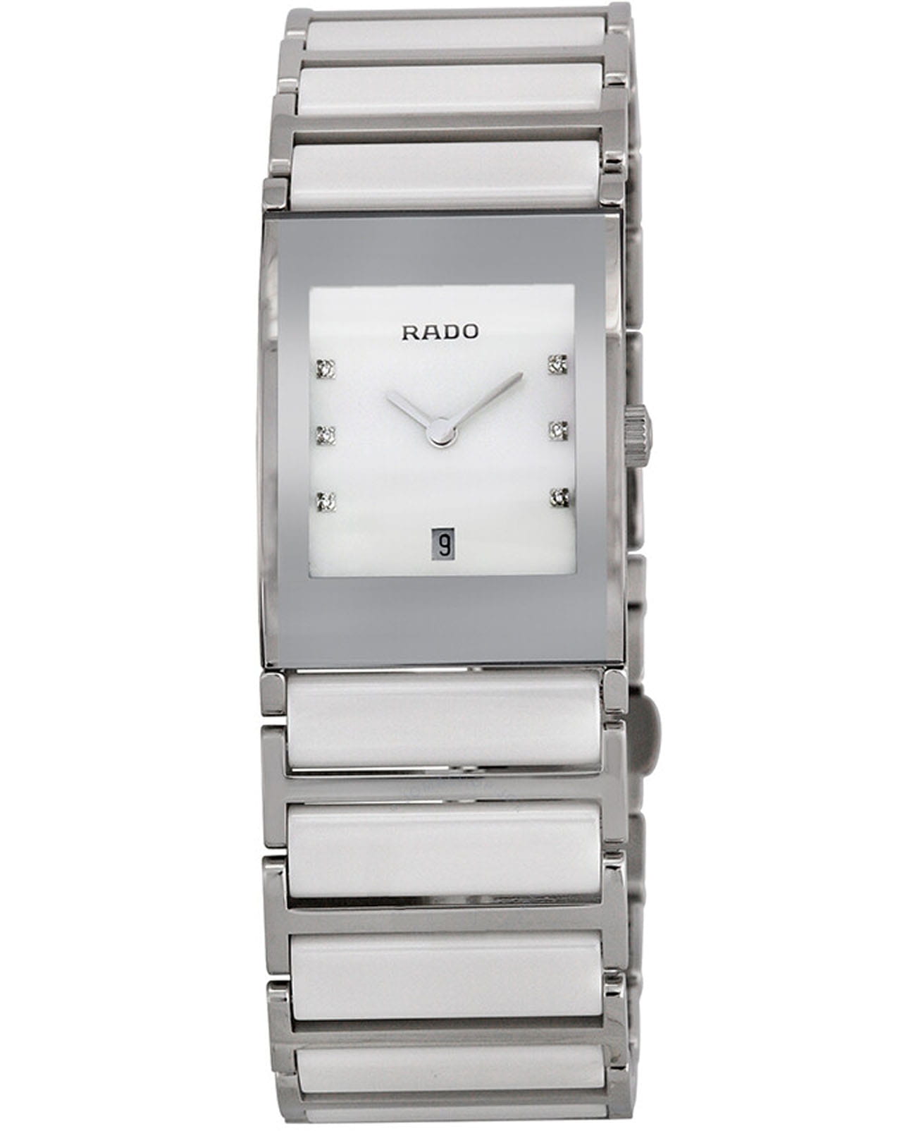 Rado Rado Integral Diamonds R20746901  R20746901 кварцевые женские часы перламутровый циферблат, браслет сталь + керамические вставки — вид спереди