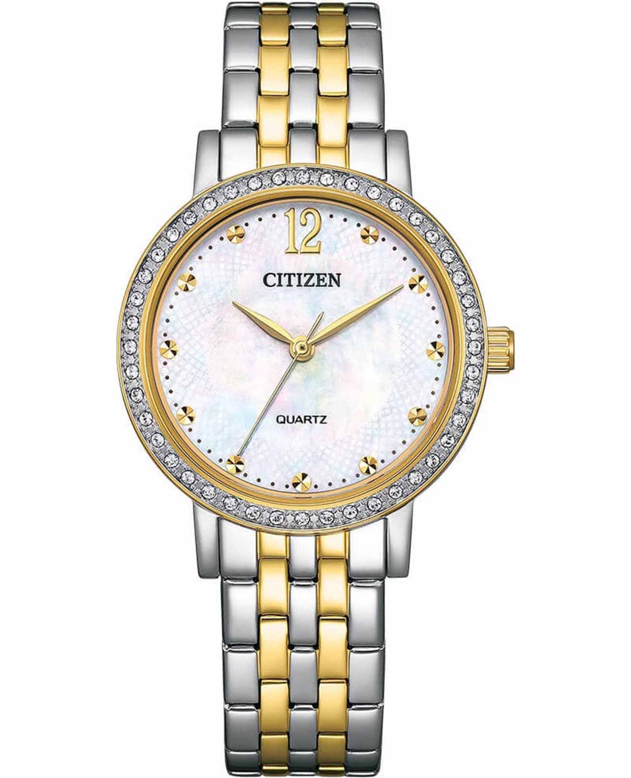 Citizen Citizen Elegance EL3104-54D  EL3104-54D кварцевые женские часы перламутровый циферблат, браслет нержавеющая сталь с ip-покрытием — вид спереди