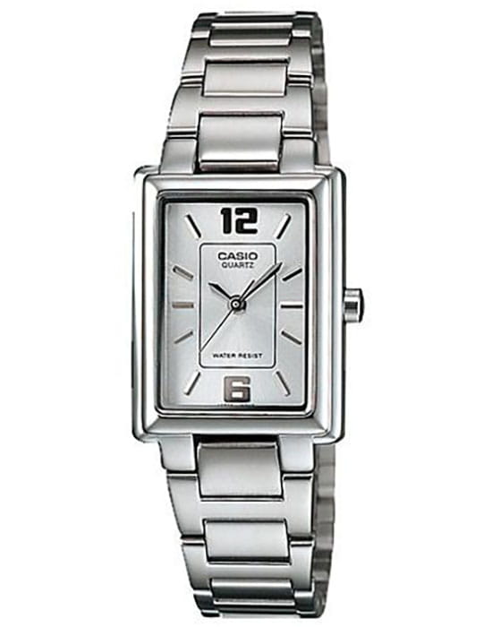Casio Casio Collection LTP-1238D-7A  LTP-1238D-7A кварцевые женские часы серебристый циферблат, браслет нержавеющая сталь — вид спереди