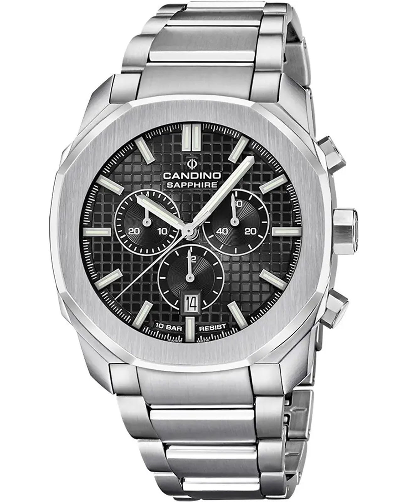 Candino Candino Chronos Carree C4746/4  C4746/4 кварцевые мужские часы черный циферблат, браслет нержавеющая сталь — вид спереди