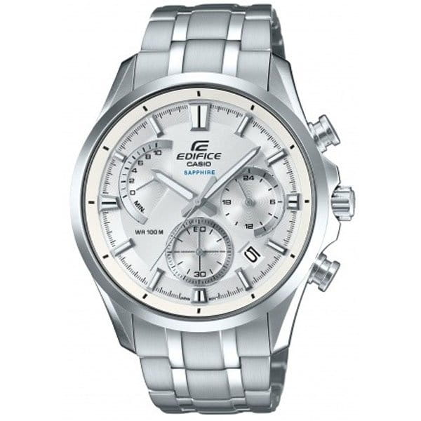 Casio Casio Edifice EFB-550D-7A  EFB-550D-7A кварцевые мужские часы серебристый циферблат, браслет  — вид спереди