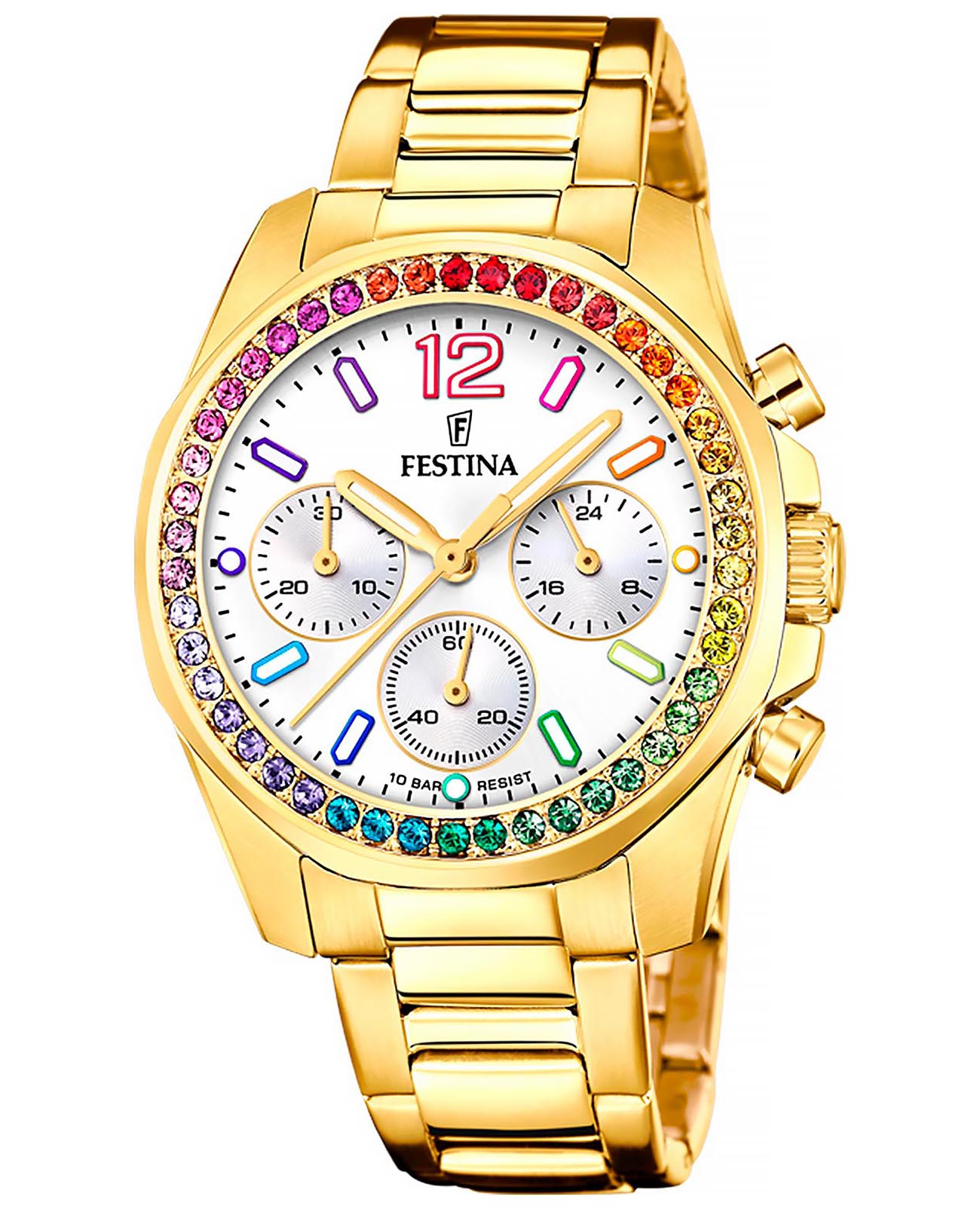Festina Festina Boyfriend F20609/2  F20609/2 кварцевые женские часы белый циферблат, браслет нержавеющая сталь с pvd-покрытием — вид спереди