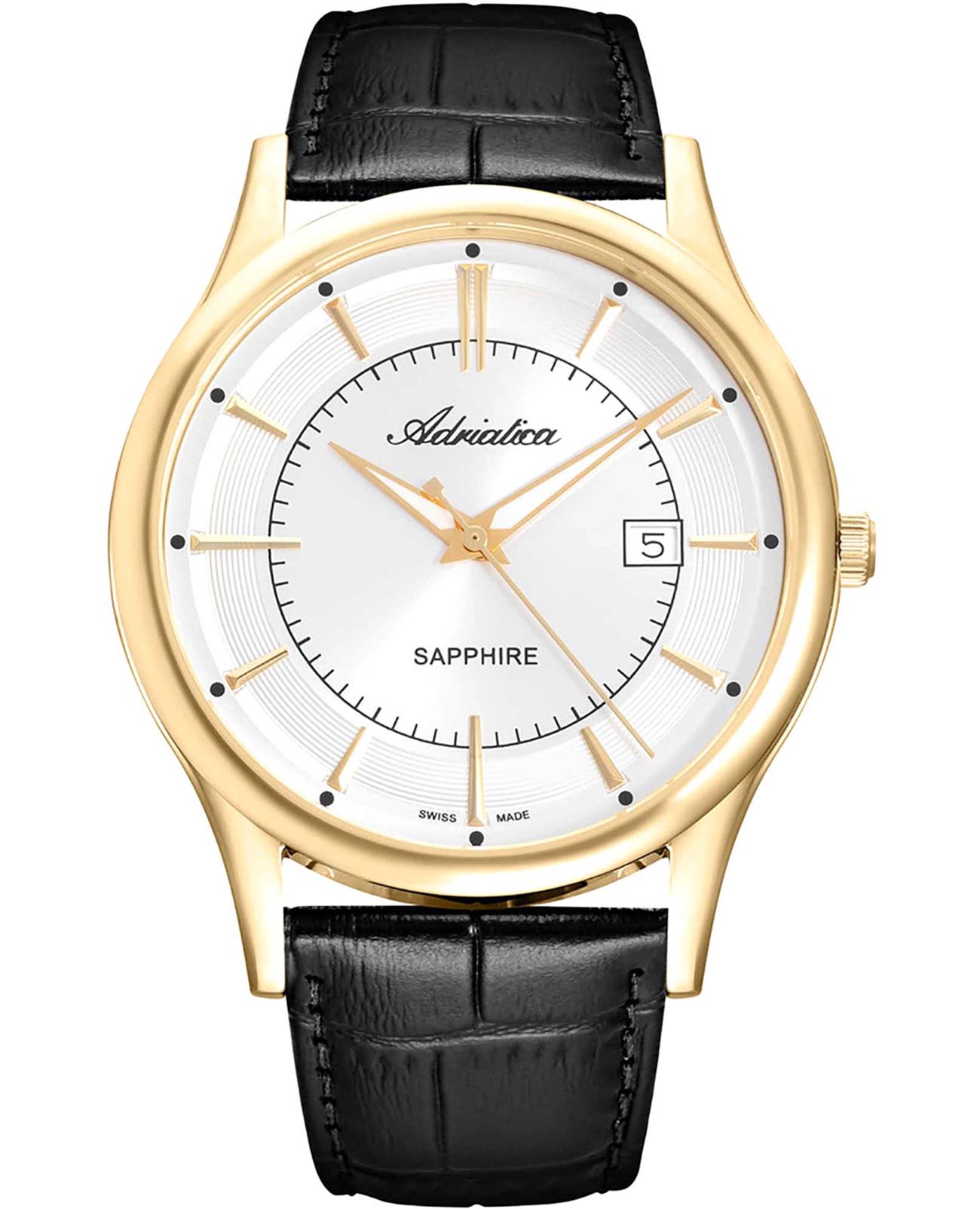 Adriatica Adriatica Premiere A1296.1213Q  A1296.1213Q кварцевые мужские часы белый циферблат, браслет кожаный — вид спереди