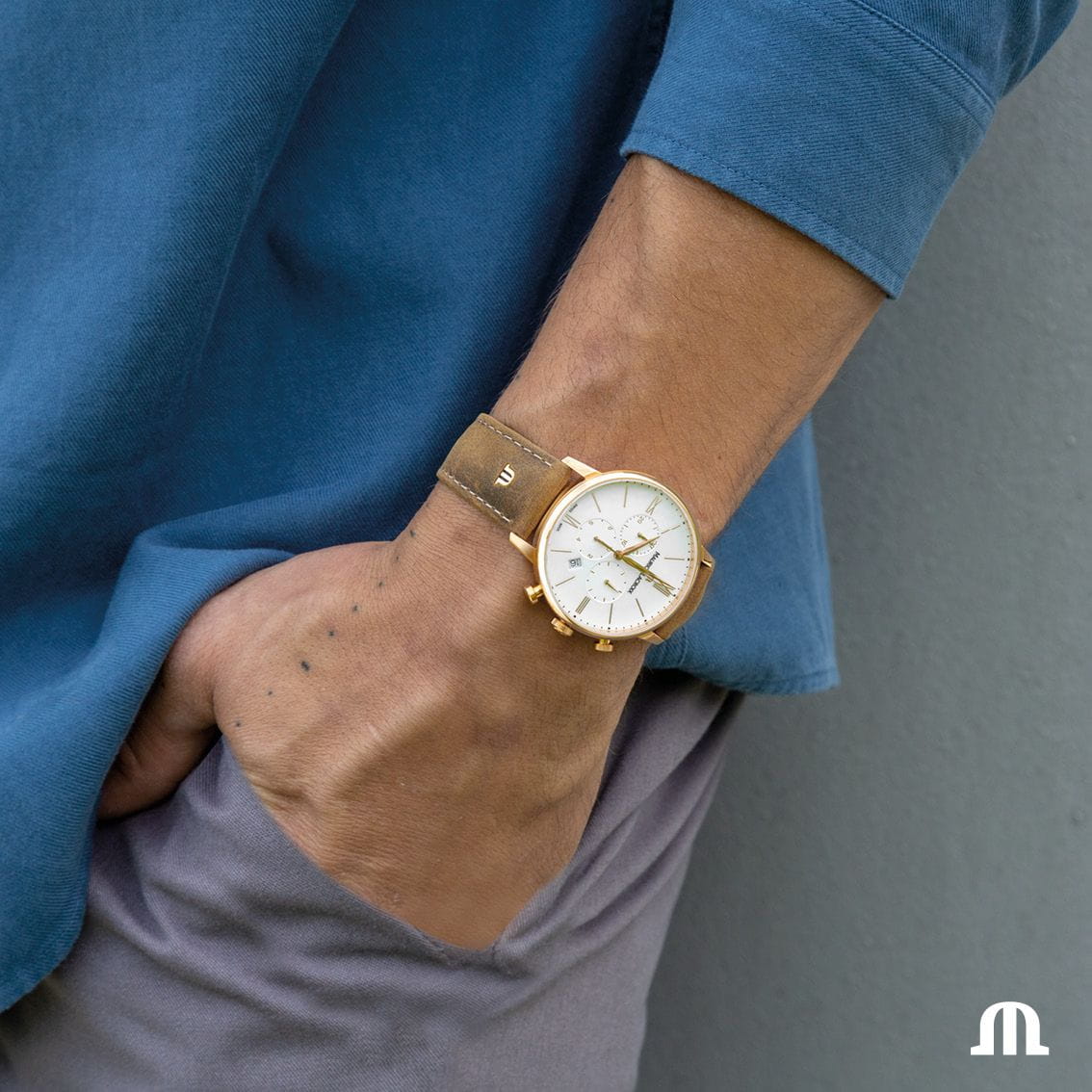 Maurice Lacroix Maurice Lacroix Eliros Chronograph EL1098-PVP01-113-1, eliros швейцария мужские часы на браслете кожаный боковой вид