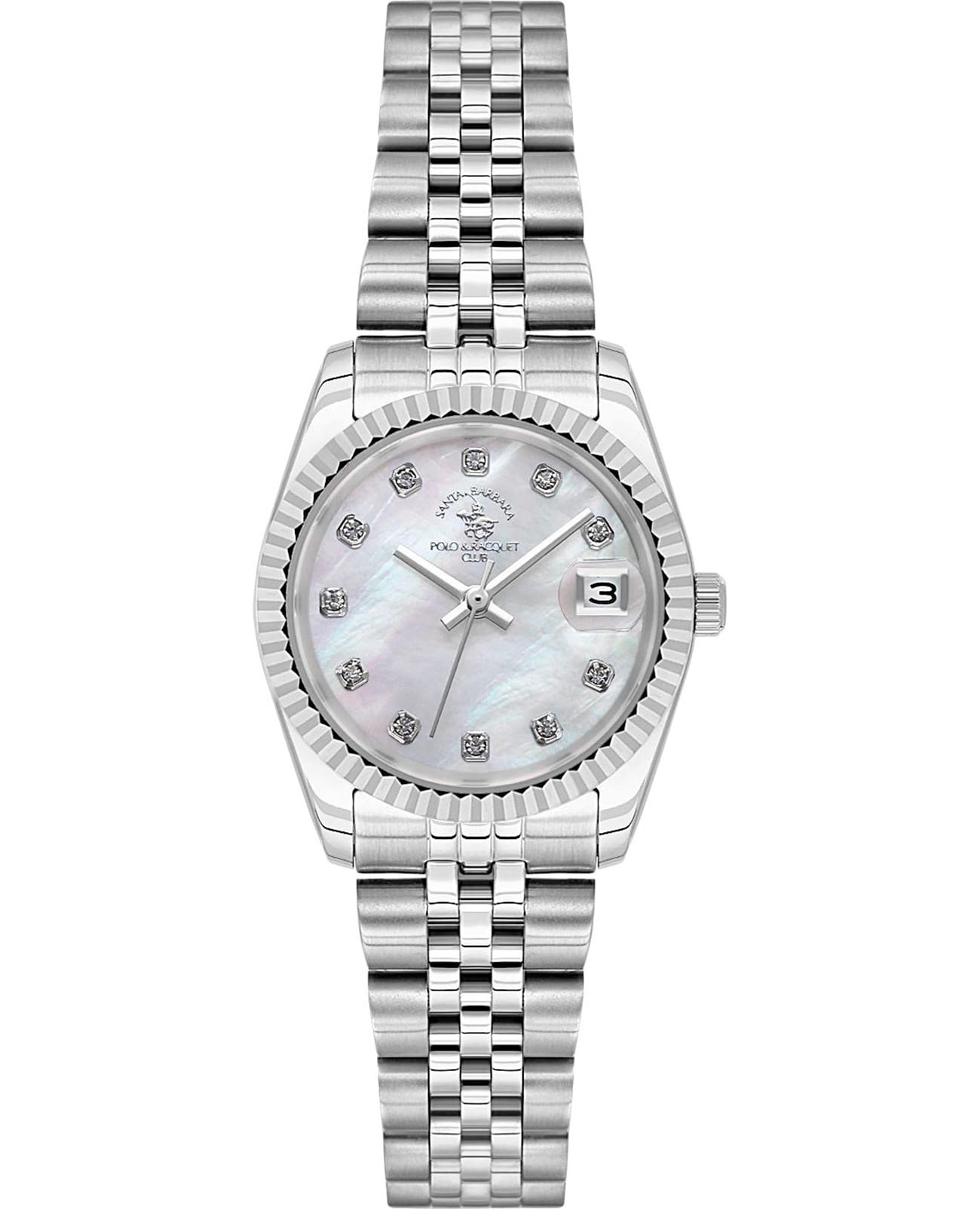 Santa Barbara Polo & Racquet Club Santa Barbara Polo & Racquet Club Unique SB.4.10016-1  SB.4.10016-1 кварцевые женские часы перламутровый циферблат, браслет нержавеющая сталь — вид спереди