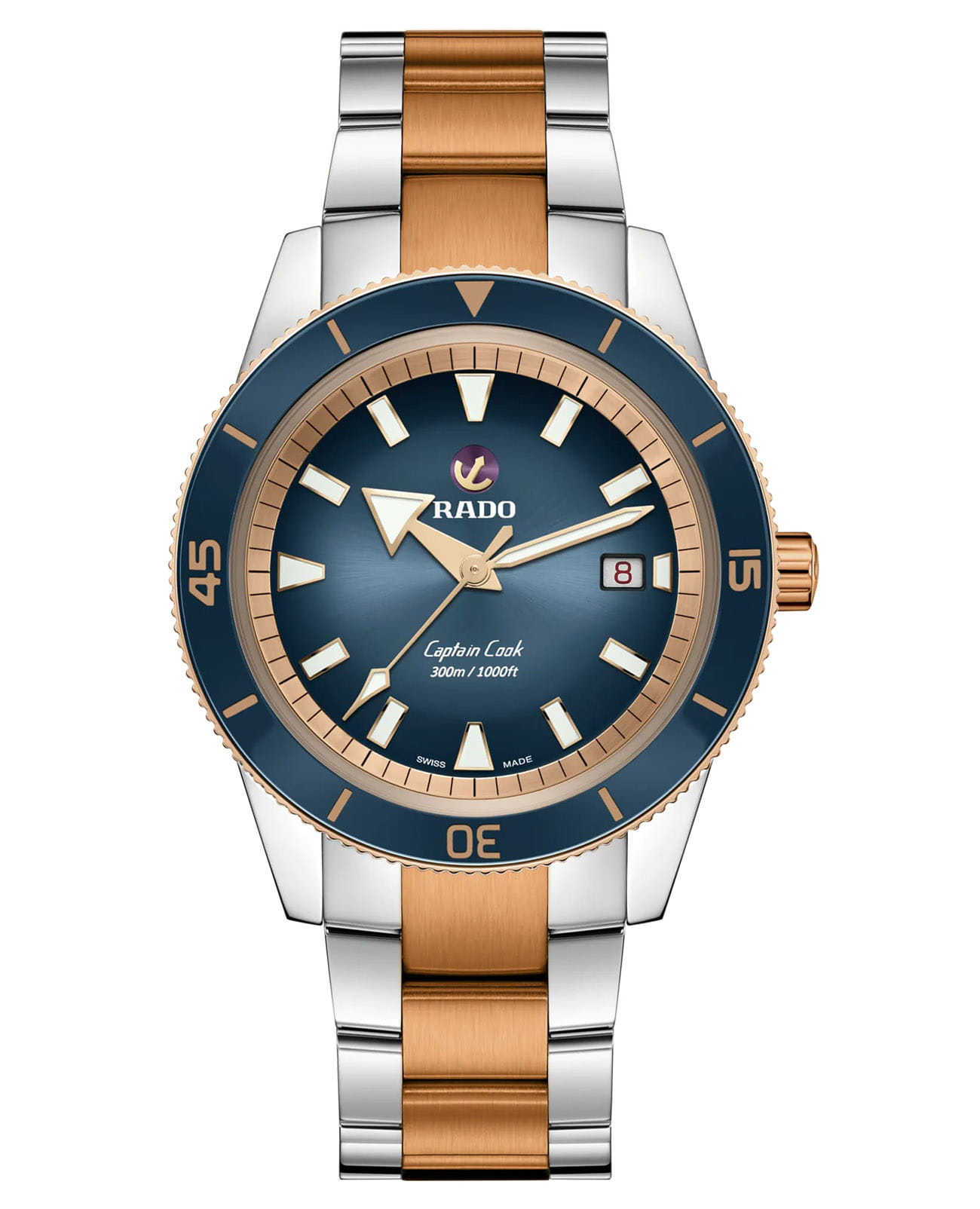 Rado Rado Captain Cook Automatic R32137203 Automatic R32137203 механические мужские часы синий циферблат, браслет нержавеющая сталь — вид спереди
