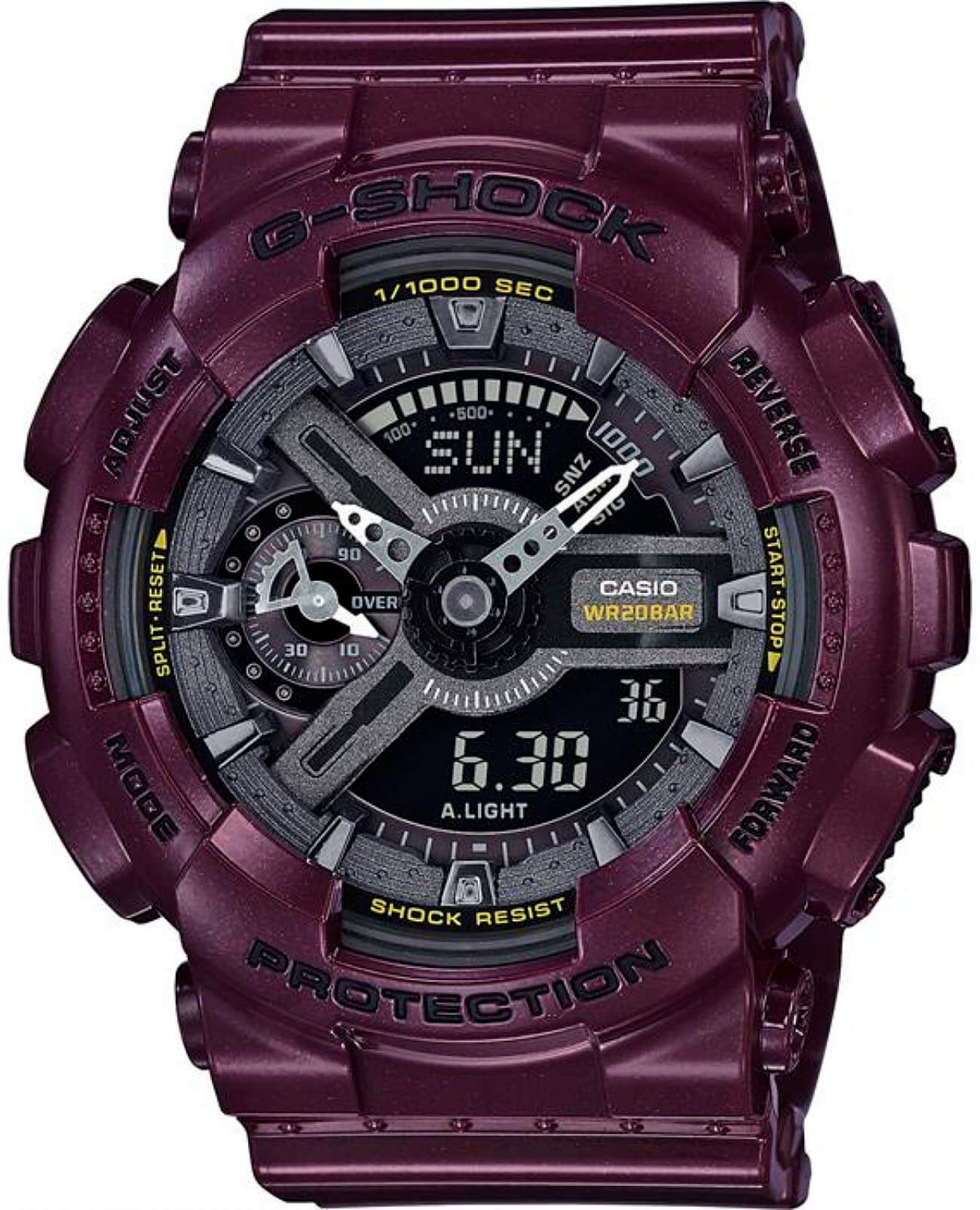 Casio Casio G-Shock GMA-S110MC-6A  GMA-S110MC-6A электронные женские часы черный циферблат, браслет полимер — вид спереди