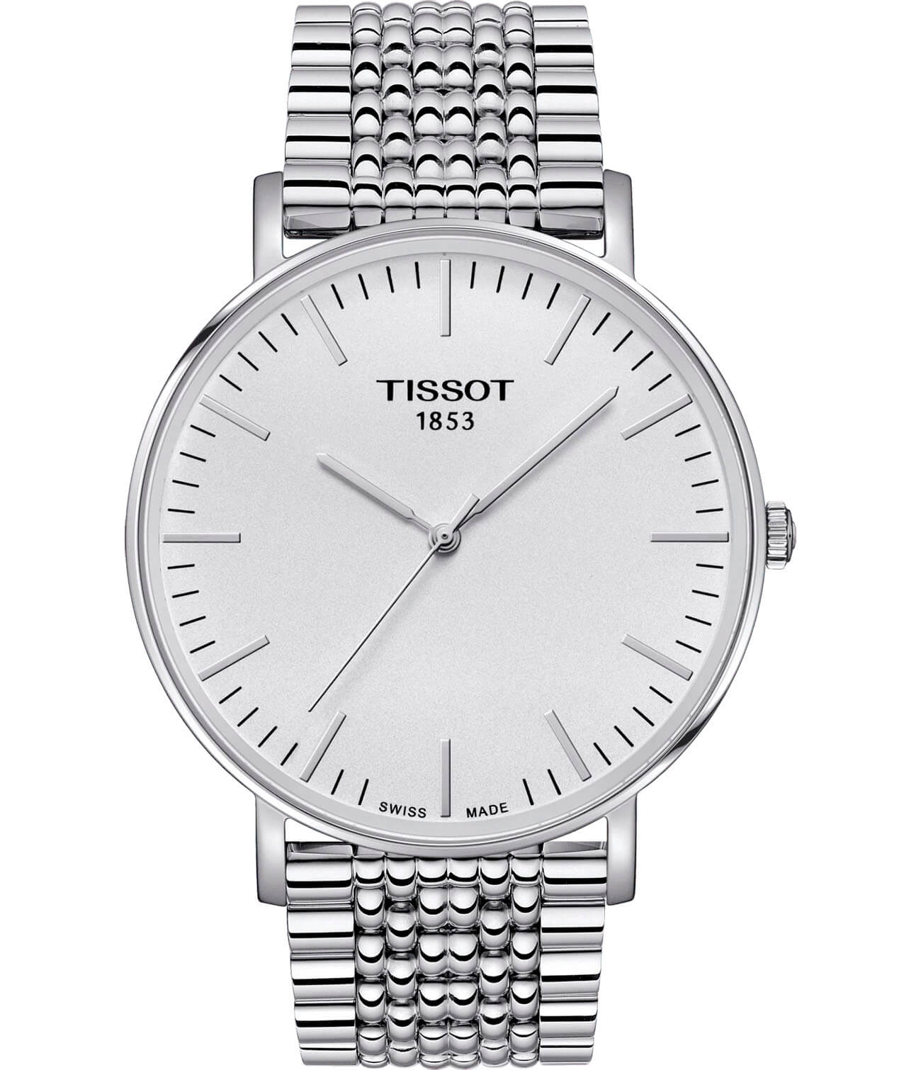 Tissot Tissot Everytime Large T109.610.11.031.00 Everytime T1096101103100 кварцевые мужские часы белый циферблат, браслет нержавеющая сталь — вид спереди