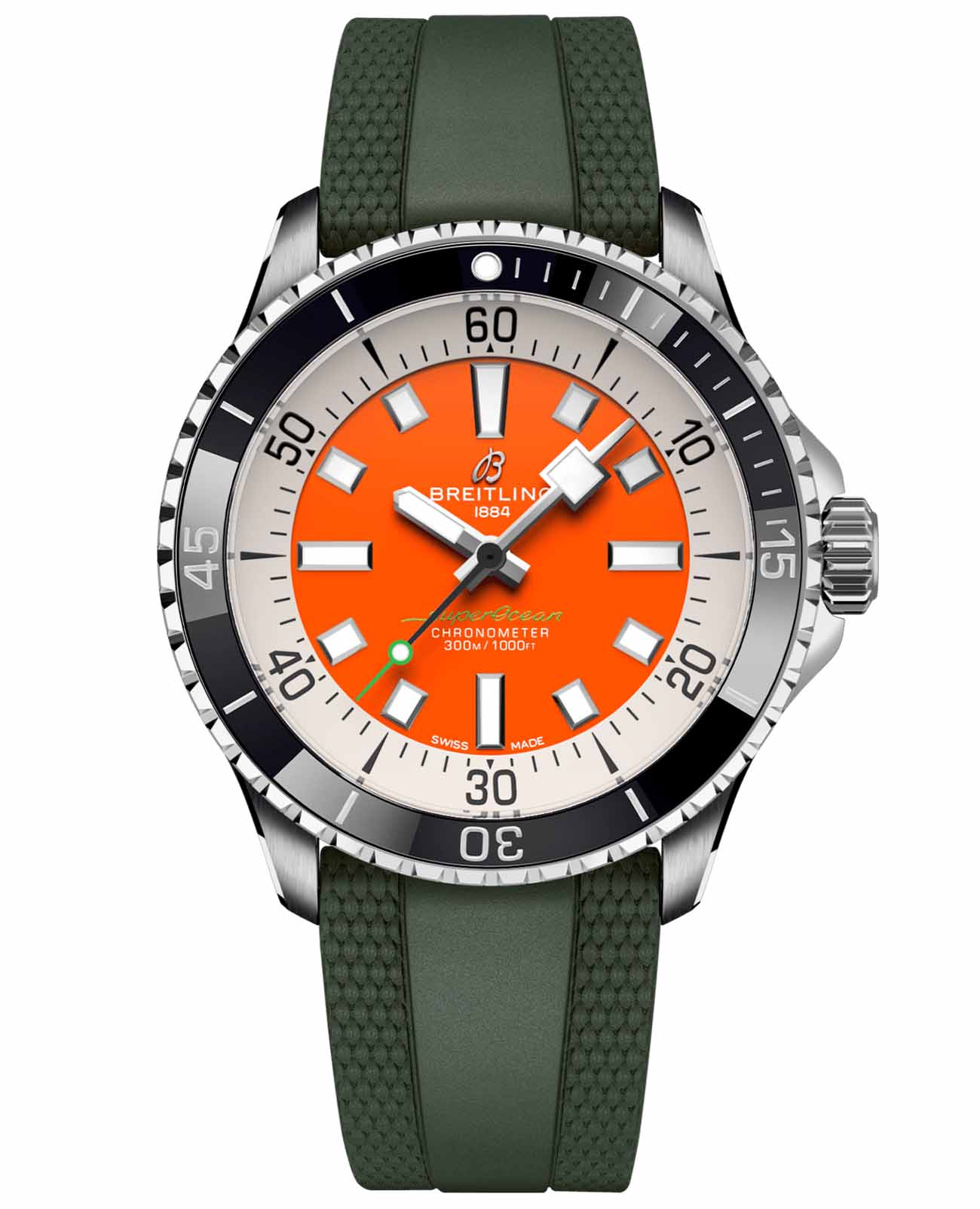 Breitling Breitling Superocean Automatic 42 Kelly Slater A173751A1O1S1  A173751A1O1S1 механические мужские часы оранжевый циферблат, браслет каучук — вид спереди