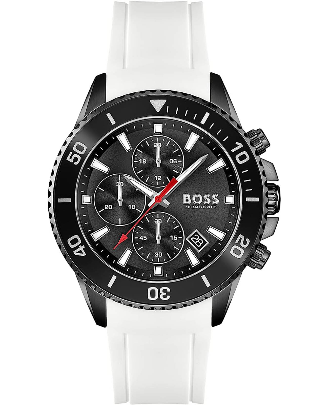Hugo Boss Hugo Boss Admiral HB1513966  HB1513966 кварцевые мужские часы черный циферблат, браслет силикон — вид спереди