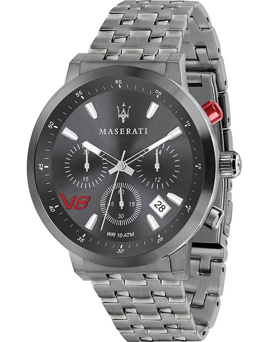 Maserati Maserati R8873134001  R8873134001 кварцевые мужские часы черный циферблат, браслет сталь c pvd покрытием — вид спереди