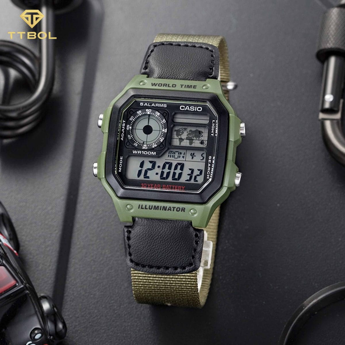 Оригинальные часы Casio Casio Collection AE-1200WHB-3BVDF (AE-1200WHB-3B) кварцевые калибр механизма  общий вид