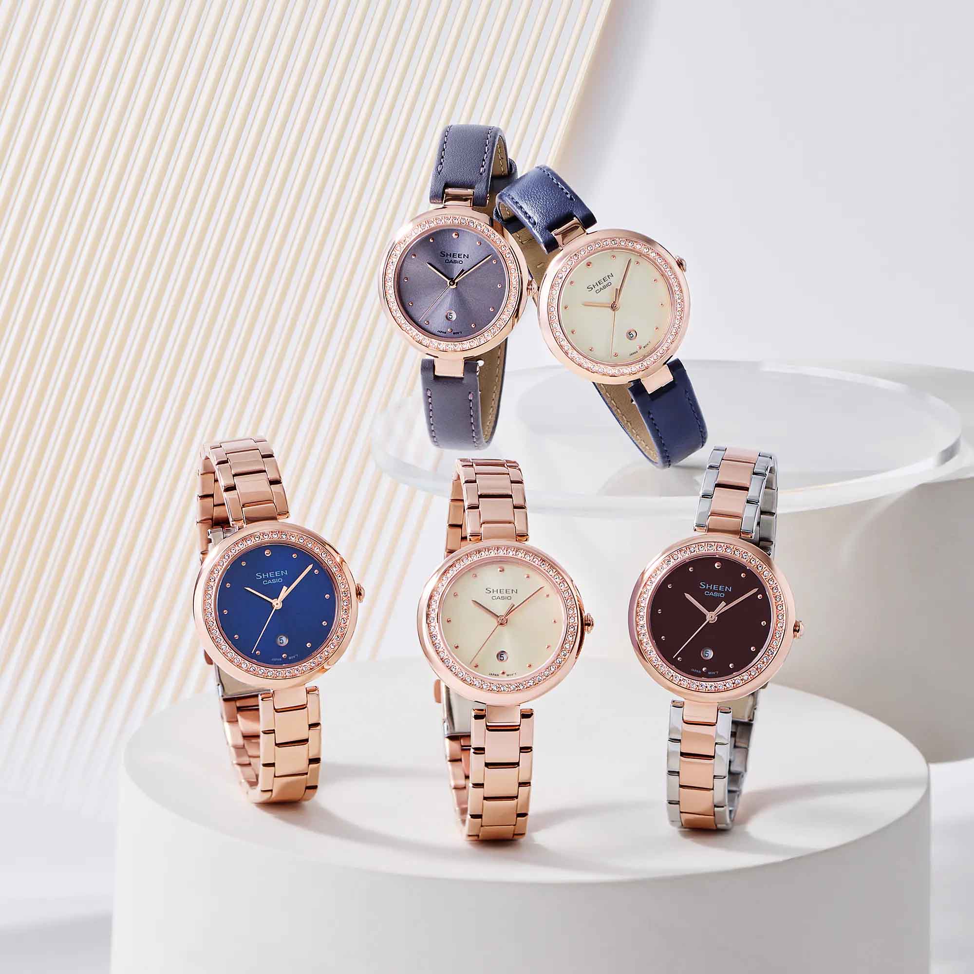 Casio Casio Sheen SHE-4556PG-2AUDF, sheen япония женские часы на браслете сталь с ip покрытием боковой вид