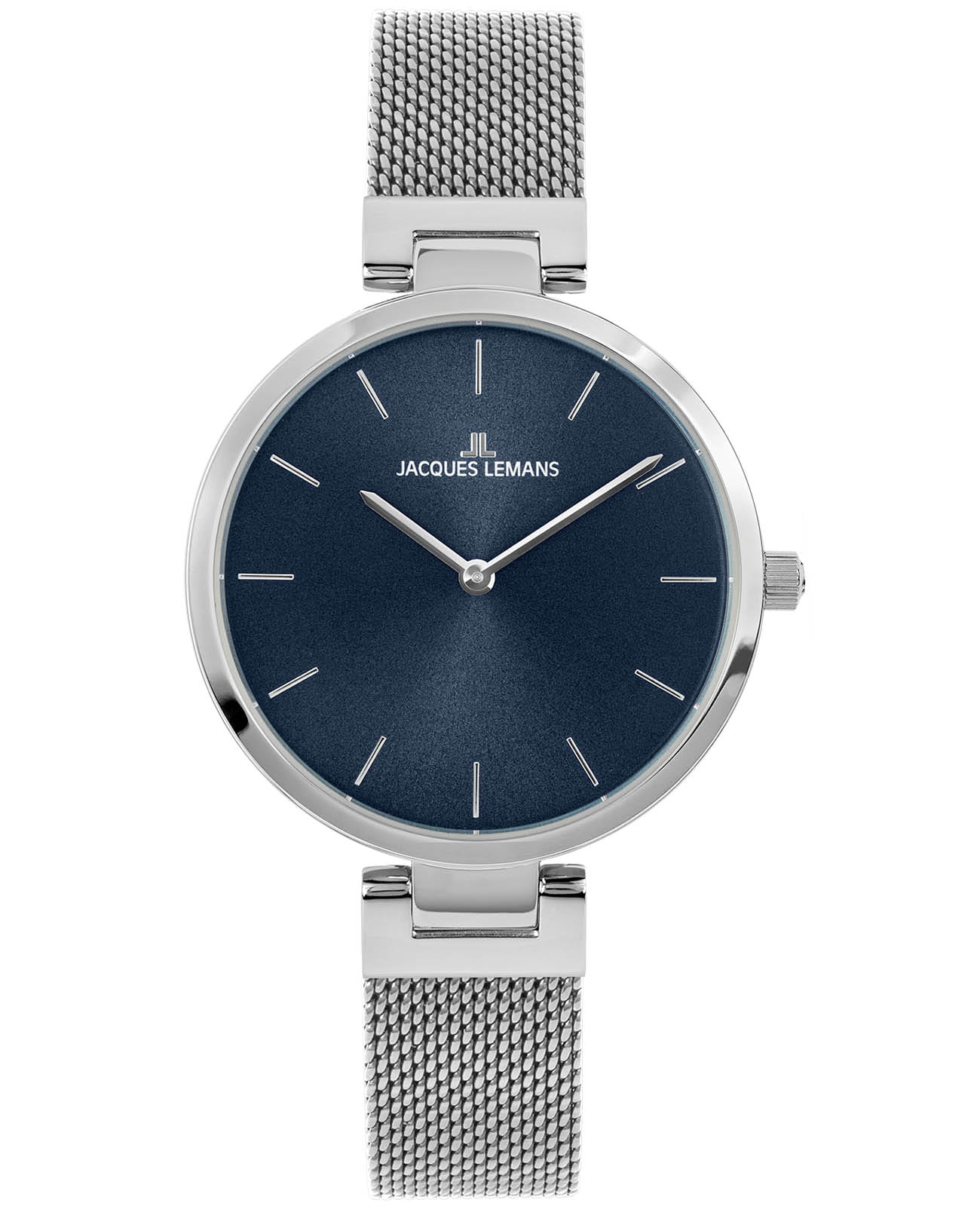 Jacques Lemans Jacques Lemans Classic 1-2110C  1-2110C кварцевые женские часы синий циферблат, браслет нержавеющая сталь — вид спереди