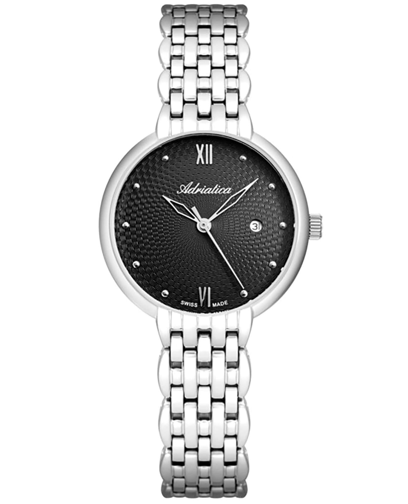 Adriatica Adriatica A3792.5186Q  A3792.5186Q кварцевые женские часы черный циферблат, браслет нержавеющая сталь — вид спереди