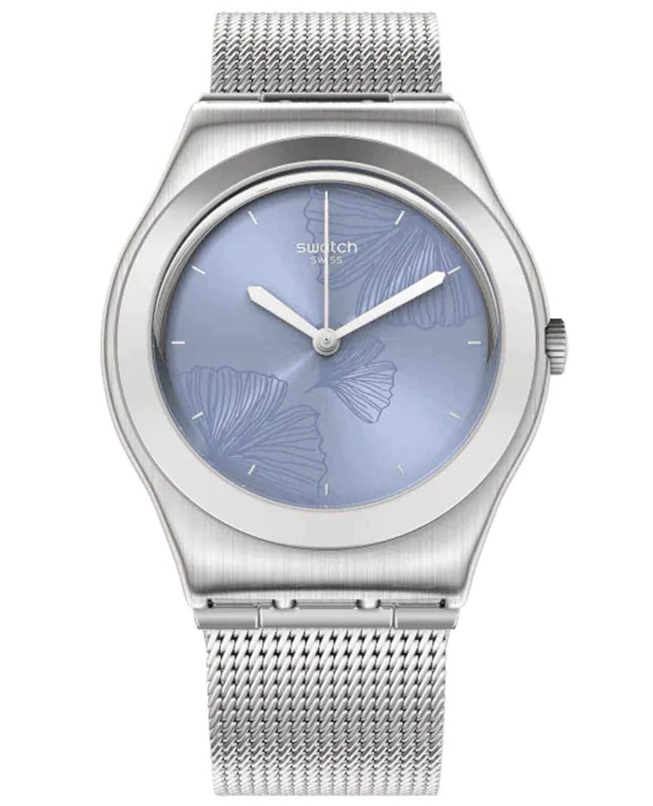 Swatch Swatch I Medium Standard YLS231M  YLS231M кварцевые женские часы голубой циферблат, браслет нержавеющая сталь — вид спереди