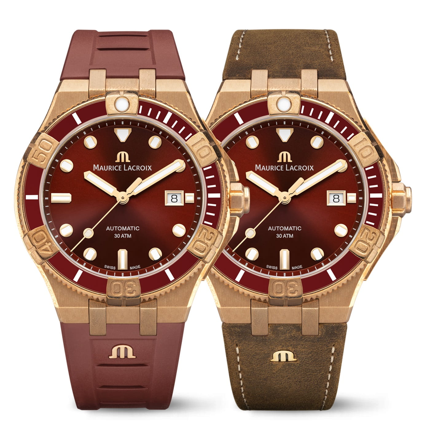 Maurice Lacroix Maurice Lacroix Aikon Venturer Asia Special Edition AI6058-BRZ6B-530-6, aikon швейцария мужские часы на браслете каучук боковой вид