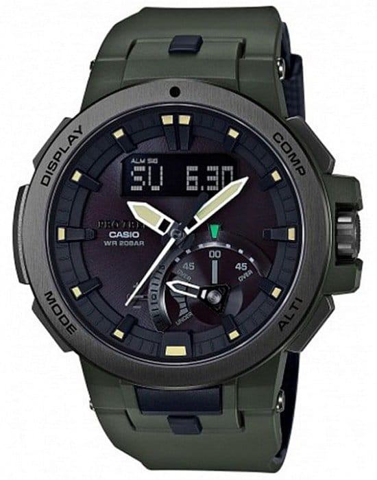 Casio Casio Pro Trek PRW-7000-3E PRW PRW-7000-3E кварцевые мужские часы черный циферблат, браслет полимер — вид спереди