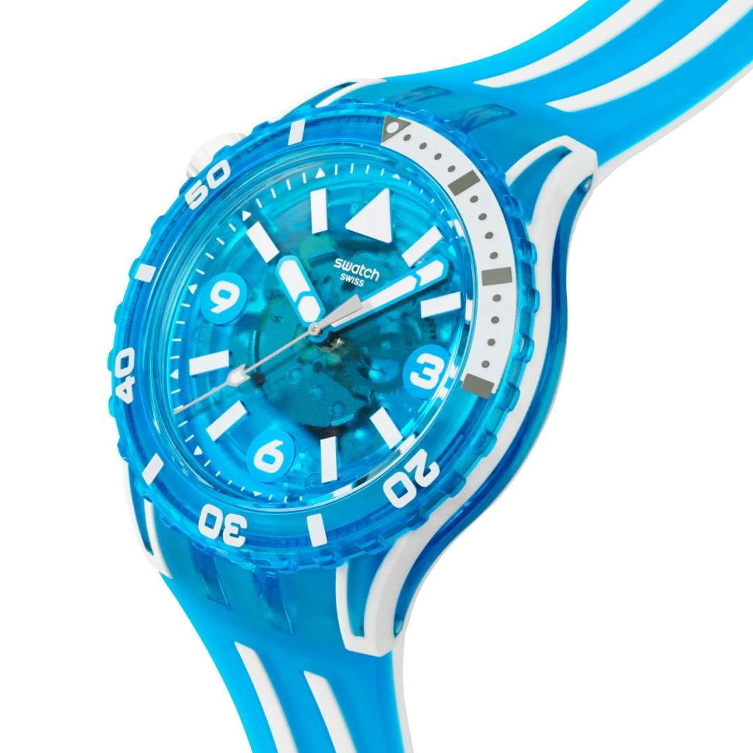 Swatch Swatch Blue Fire SSCU09S100, bioceramic швейцария мужские часы на браслете силикон боковой вид