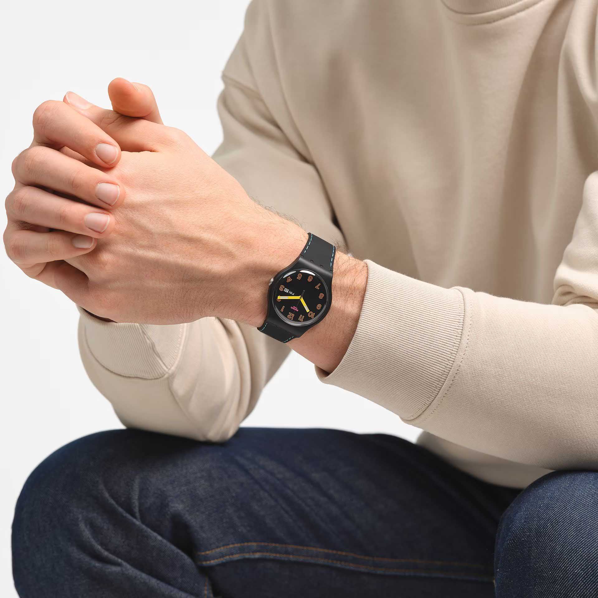 Swatch Swatch New Gent Biosourced SO29B707 мужские часы черный циферблат на запястье