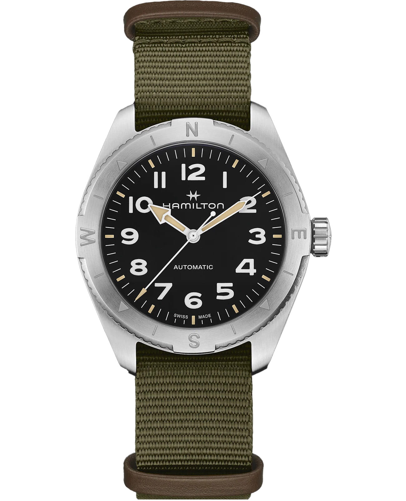 Hamilton Hamilton Khaki Field Expedition Auto H70315931  H70315931 механические мужские часы черный циферблат, браслет тканевый — вид спереди