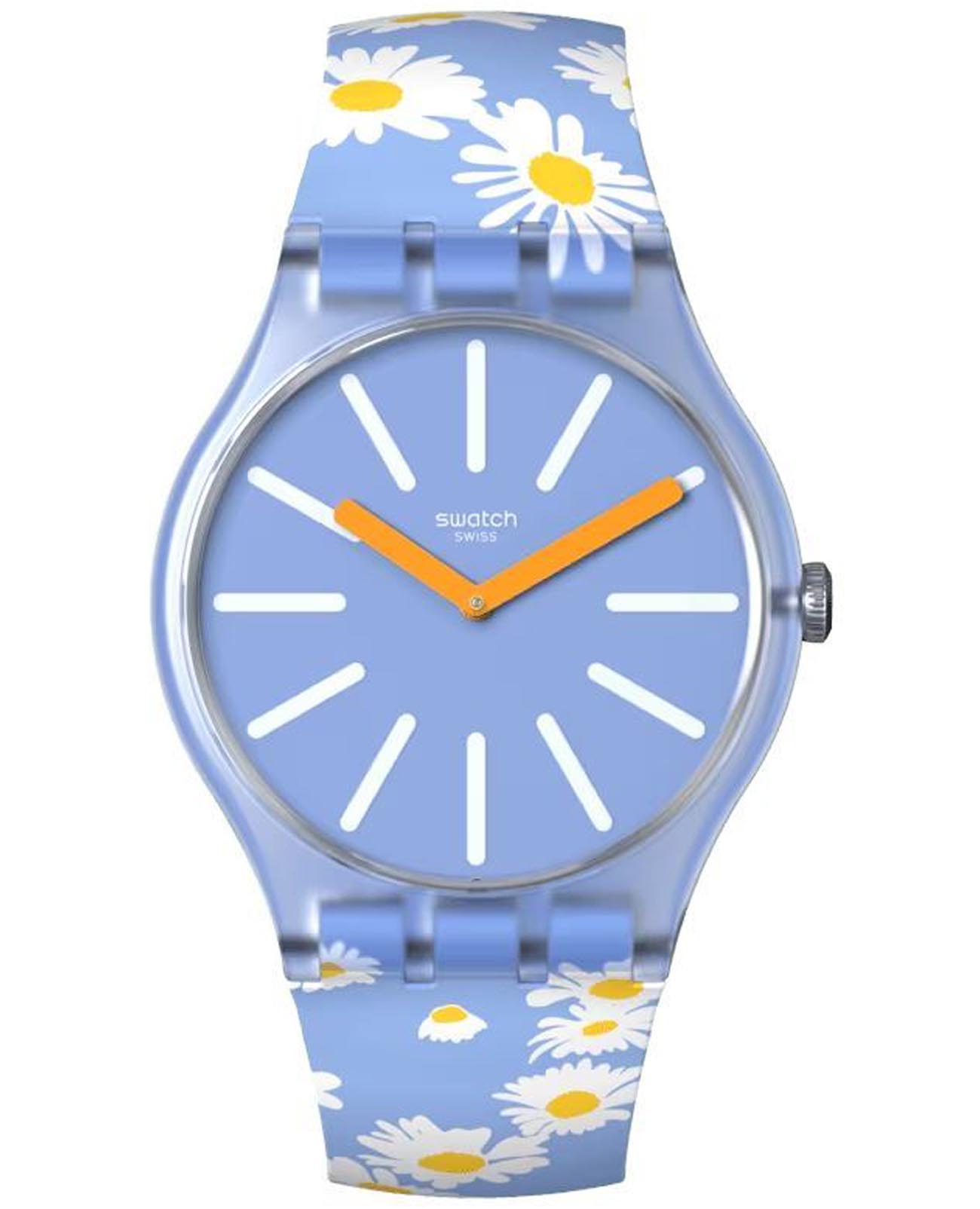 Swatch Swatch New Gent Biosourced SO29S100  SO29S100 кварцевые женские часы голубой циферблат, браслет силикон — вид спереди