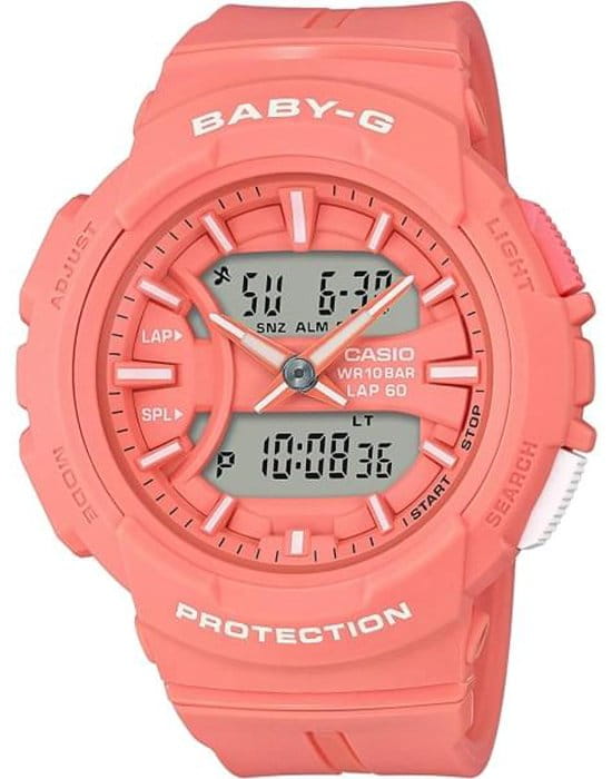 Casio Casio Baby-G BGA-240BC-4A  BGA-240BC-4A автокварц (кинетик) женские часы розовый циферблат, браслет пластик — вид спереди