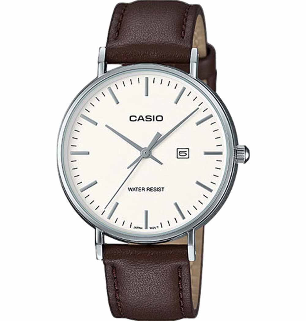 Casio Casio LTH-1060L-7A  LTH-1060L-7A кварцевые женские часы белый циферблат, браслет кожаный — вид спереди