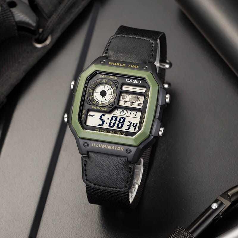 Casio Casio Collection AE-1200WHB-1B , наручные мужские часы фото под углом