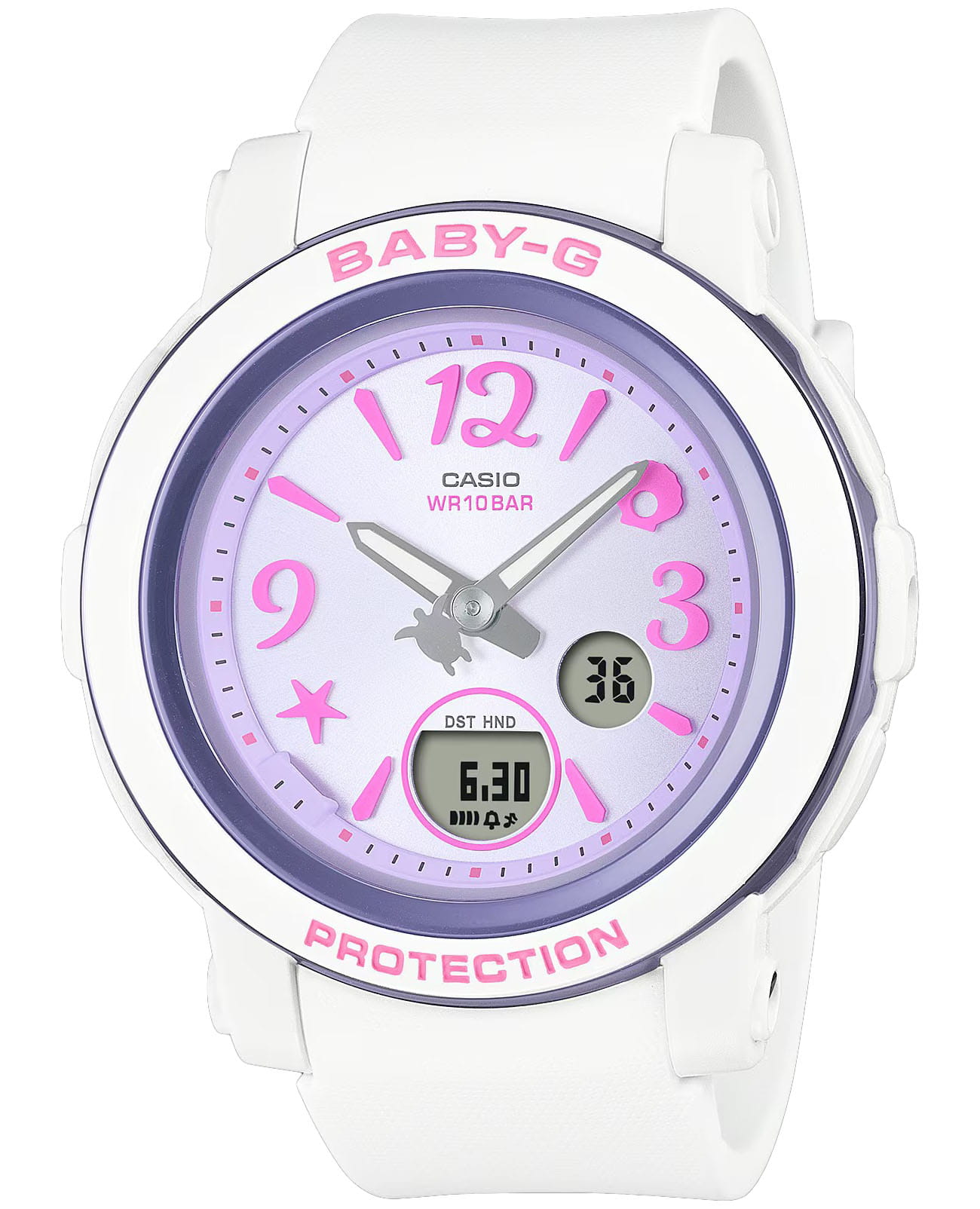 Casio Casio Baby-G BGA-290US-6ADR (BGA-290US-6A)  BGA-290US-6A кварцевые женские часы фиолетовый циферблат, браслет пластик — вид спереди