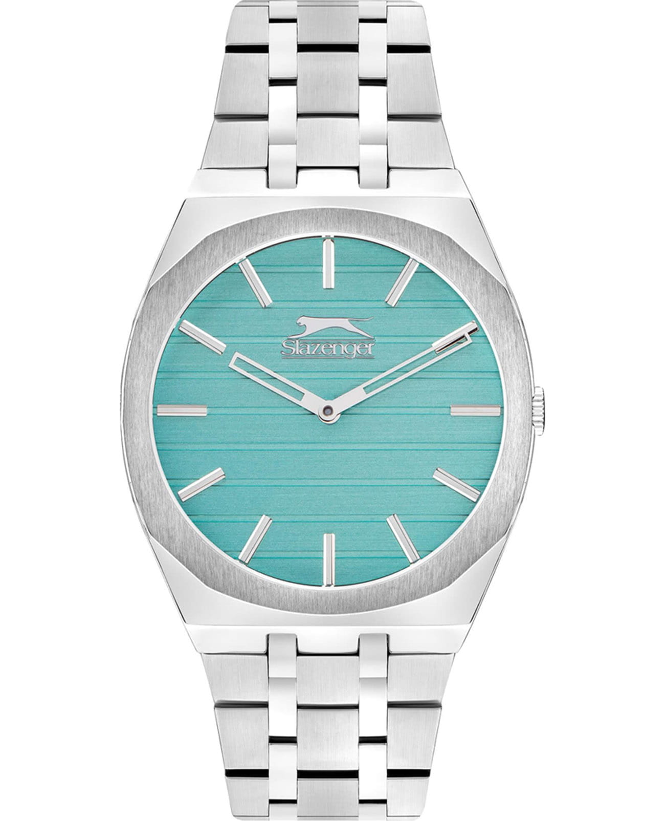 Slazenger Slazenger SL.09.2310.1.06  SL.09.2310.1.06 кварцевые мужские часы бирюзовый циферблат, браслет суперметалл — вид спереди