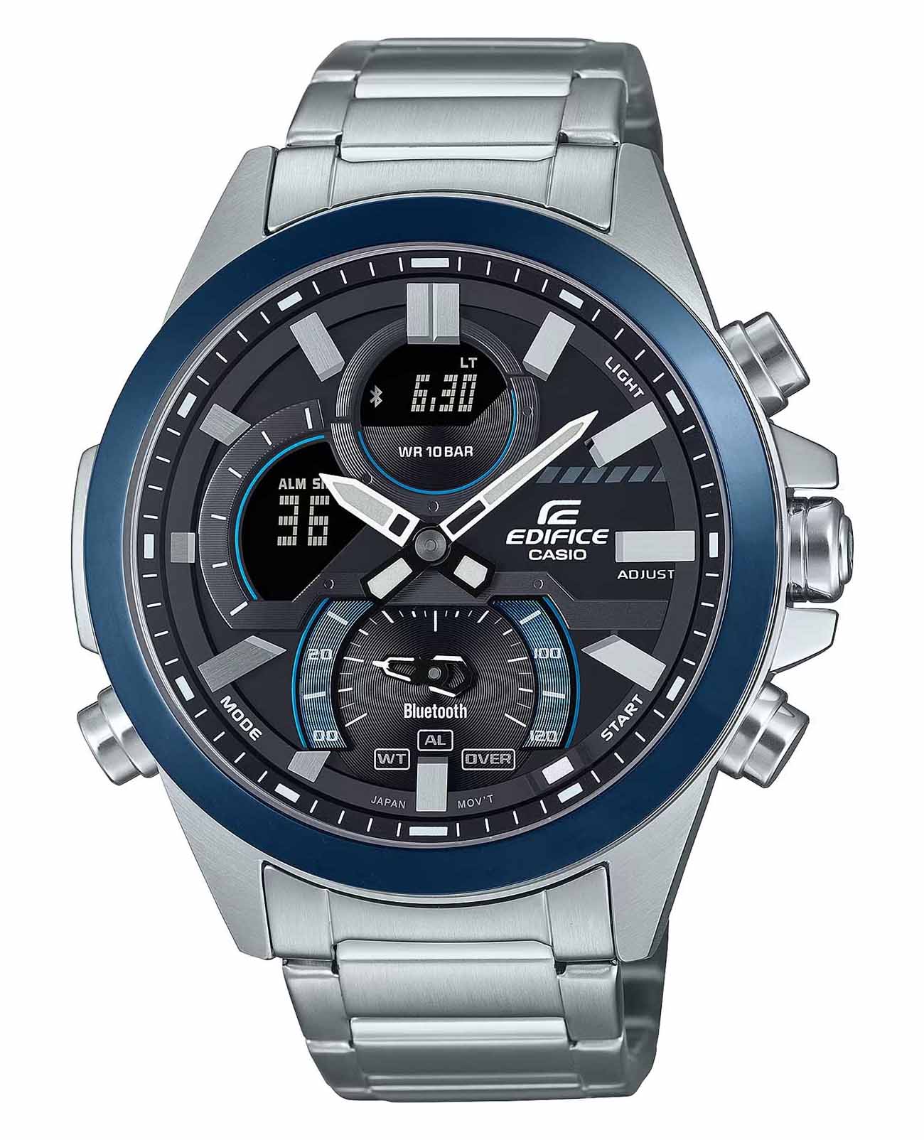 Casio Casio Edifice ECB-30DB-1ADF (ECB-30DB-1A) ECB ECB-30DB-1A кварцевые мужские часы синий циферблат, браслет нержавеющая сталь — вид спереди