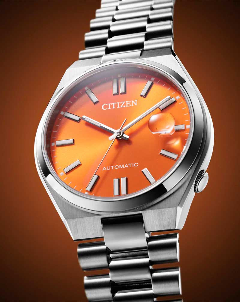 Citizen Citizen Tsuyosa NJ0151-88Z мужские часы оранжевый циферблат на запястье