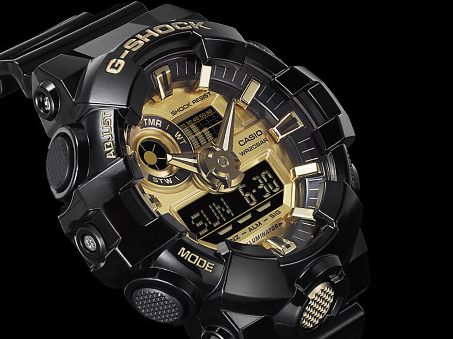 Casio GA-710GB-1A мужские часы застежка крупным планом